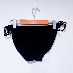 XHILARATION Black tie side bikini bottom | Minimalist beach | Large